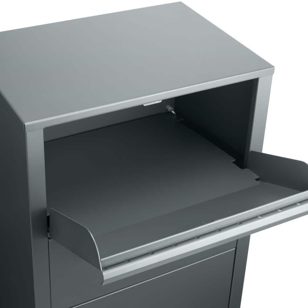 Large Black Steel Parcel Drop Box with Key Lock