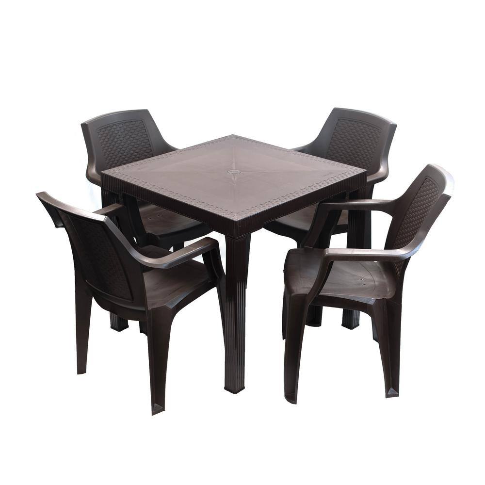 Inval Espresso 5Piece Resin Outdoor Table and Chair Set SETPM300