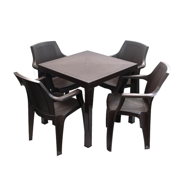 Inval Espresso 5-Piece Resin Outdoor Table and Chair Set