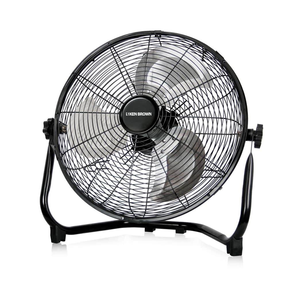 Ken Brown 14 in. Black High Velocity Floor Fan 3-Speed 360° Adjustable Tilting Powerful Airflow for Bedroom, Office, ETL price history on PriceWatchPro