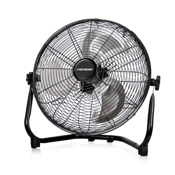 Ken Brown 14 in. Black High Velocity Floor Fan 3-Speed 360° Adjustable Tilting Powerful Airflow for Bedroom, Office, ETL