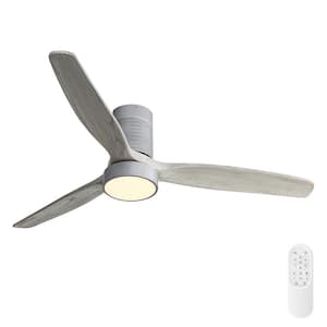 Blade Span 52 in. Indoor Wood Satin Silver Modern Ceiling Fan with LED Bulb Included with Remote Included