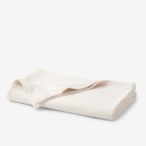 The Company Store Cotton Weave Ivory Solid Twin Woven Blanket