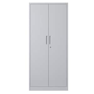 71 in.H White Metal Garage Storage Cabinet Locking Cabinet with Doors and 3 Shelves for Home Office, Classroom/Pantry