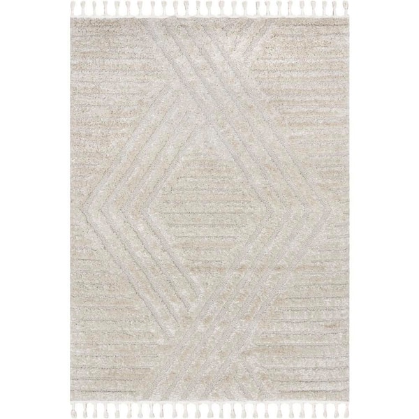 Ellie Traverse Shag Beige 10 ft. x 14 ft. Indoor Area Rug