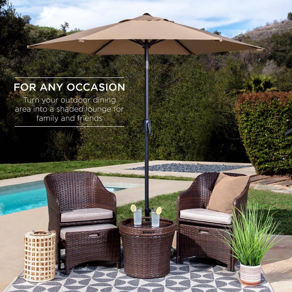 Tan 7.5ft Heavy-Duty Outdoor Market Patio Umbrella with Steel Pole