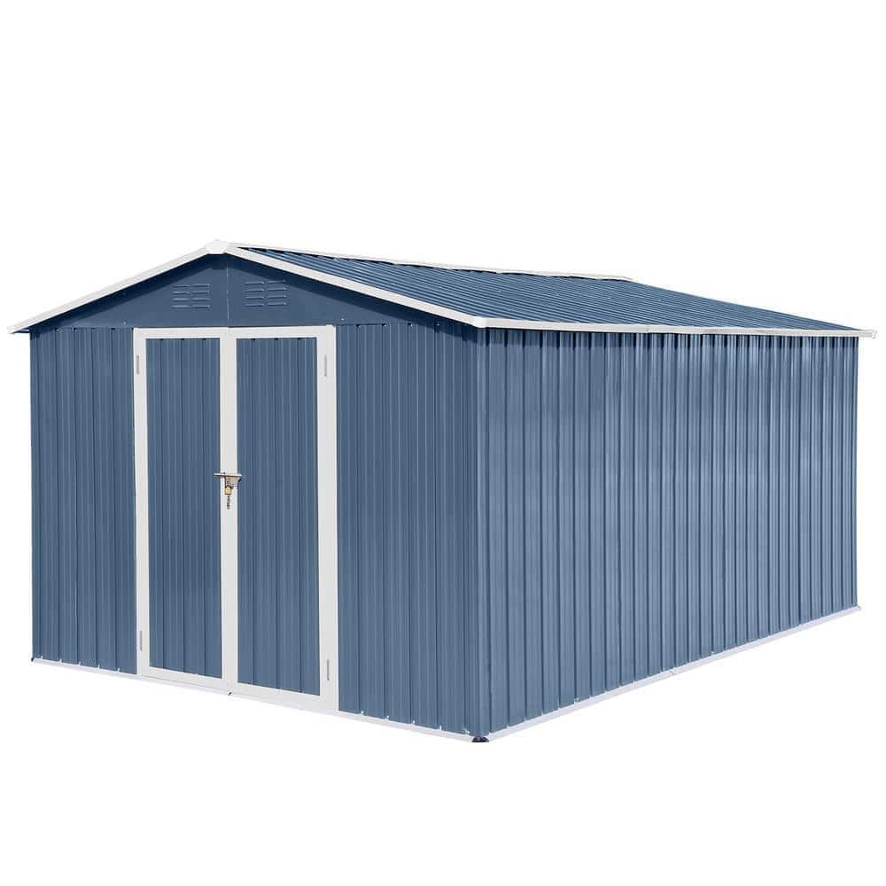 10 ft. W x 12 ft. D Blue Outdoor Storage Sheds, Metal Garden Sheds 120 sq. 