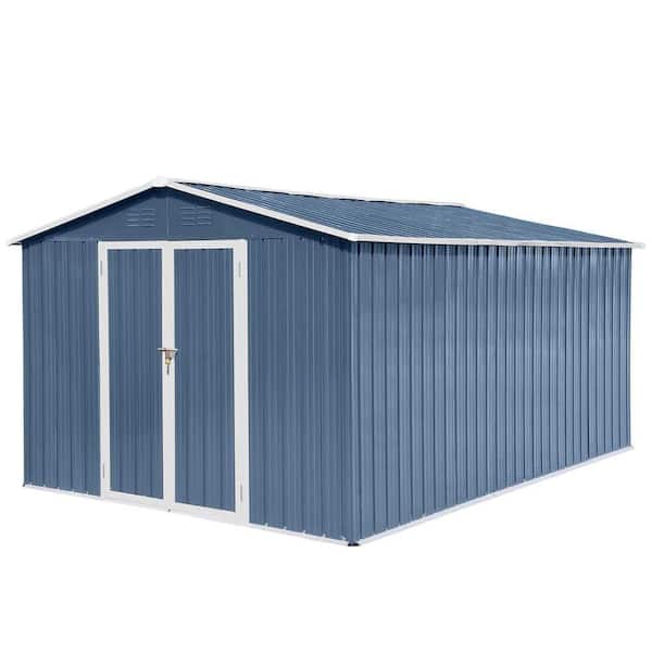 10 ft. W x 12 ft. D Blue Outdoor Storage Sheds, Metal Garden Sheds 120 sq. ft.