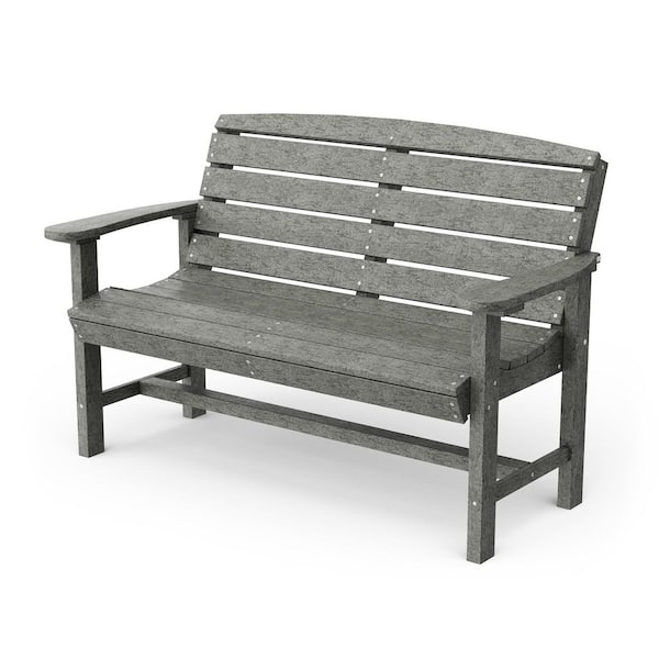 Classic Dark Gray HDPE Plastic Outdoor Bench