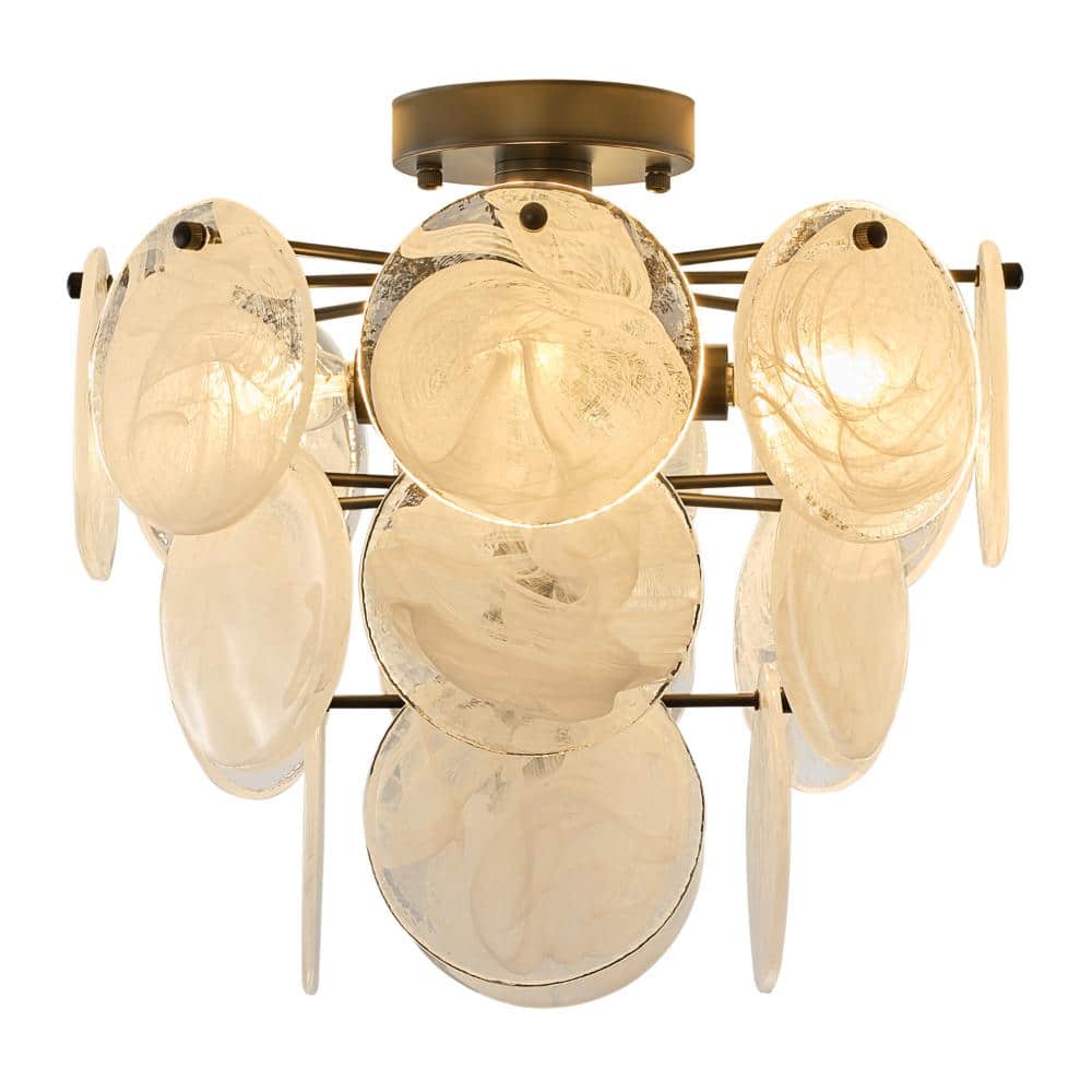 14.6-inch 4-Light Matte Black Modern Vintage Semi Flush Mount Ceiling Light with Handcrafted Textured Glass for Hallway price history on PriceWatchPro