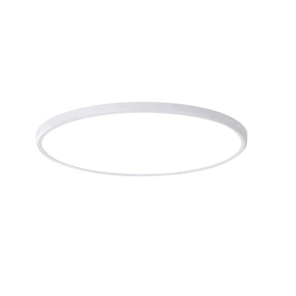 QRMOK 18 in. White Dimmable LED Flush Mount Ceiling Light 3000-6500K with Remote and Nightlight Warm White, No Bulb Included