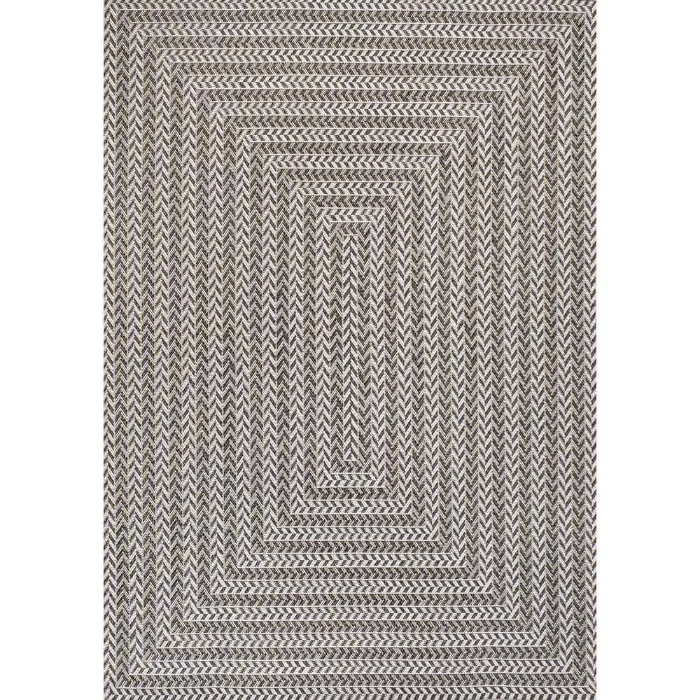 4' x 6' Black and Light Gray Geometric Synthetic Area Rug