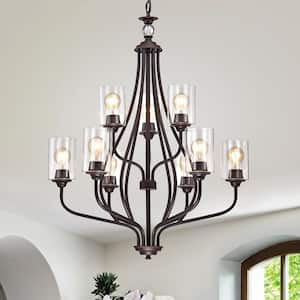9-Light Oil Rubbed Bronze Classic Chandelier with Clear Glass Shades