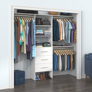Style+ 73.1 in W - 121.1 in W White Modern Style Basic Plus Wood Closet System Kit