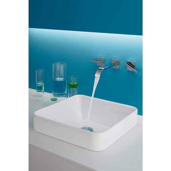 Vox 16 in. Square Vitreous China Vessel Sink in White with Overflow Drain