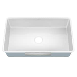 Pintura White Porcelain Enameled 32 in. Single Bowl Undermount Kitchen Sink