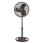Adjustable-Height 16 in. 3 Speed Black Oscillating Pedestal Fan