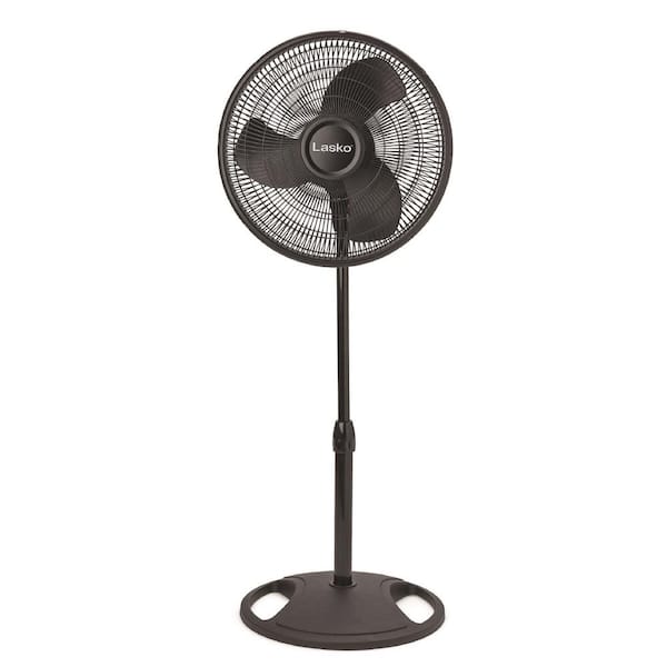 Lasko 16 in. 3 Speed Oscillating Pedestal Fan with Adjustable Height, Easy Assembly, and Quiet Cooling for Any Room in Black