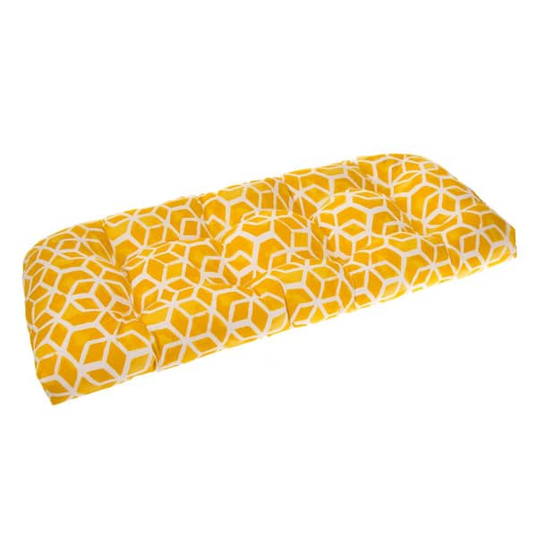Grouchy Goose Cubed 44 in. x 19 in. x 5 in. Outdoor Rectangular Loveseat Cushion in Yellow