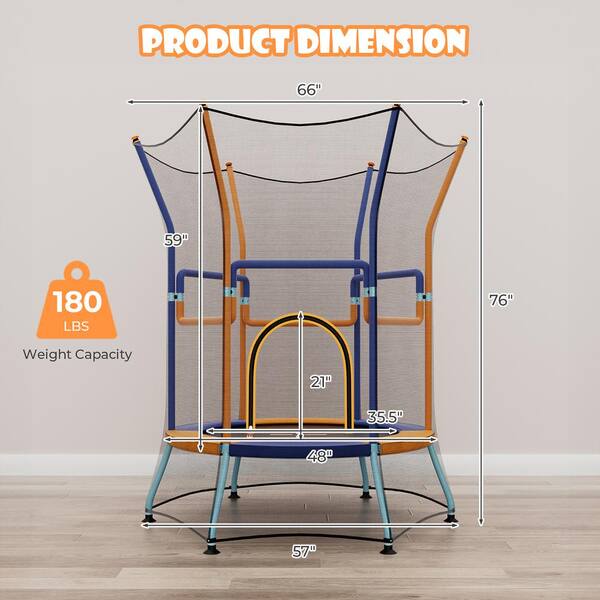 Gymax Kids Mini Trampoline with 59 in. Higher Enclosure Net Gymax Kids Mini Trampoline with 59 in. Higher Enclosure Net