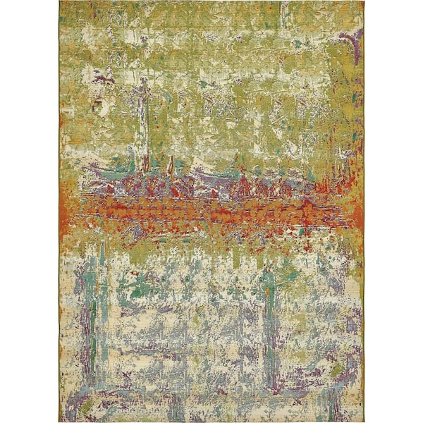 Unique Loom Outdoor Crumpled Multi 8 ft. x 11 ft. 4 in. Area Rug