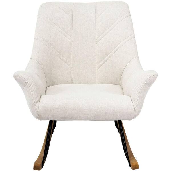 Hanover Nara White Rocking Arm Chair with Rubberwood Rocker Rails with Cushion