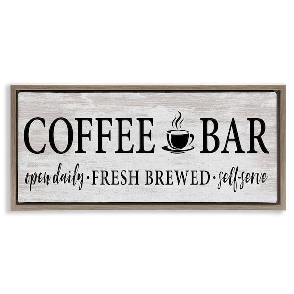 Coffee Bar Cafe Rustic Sign by Lettered and Lined Brown Floater Frame Graphic Art Print Typography 31 in. x 15 in.