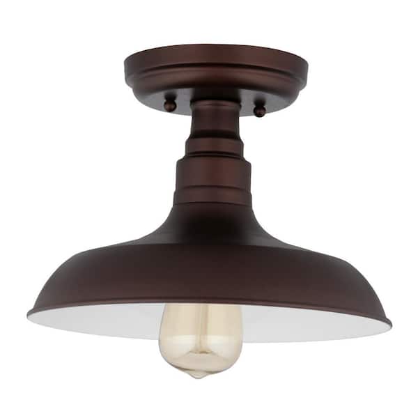 Design House Kimball 11.02-in Coffee Bronze Rustic Incandescent Semi-flush Mount Light Design House Kimball 11.02-in Coffee Bronze Rustic Incandescent Semi-flush Mount Light