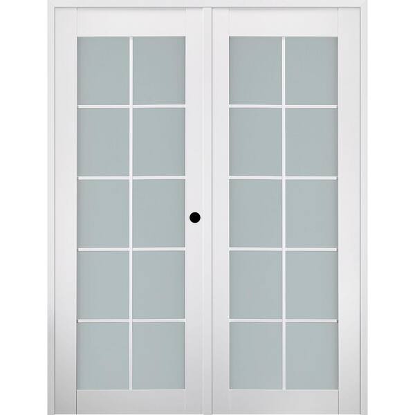 Belldinni Smart Pro 48"x 84" Left Hand Active 10-Lite Frosted Glass Polar White Finished Wood Composite Double Prehung French Door