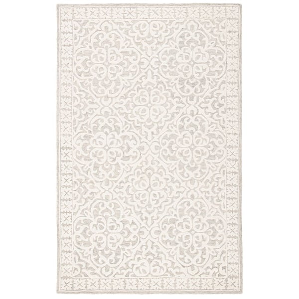 SAFAVIEH Metro Grey/Ivory 4 ft. x 6 ft. High-Low Floral Area Rug