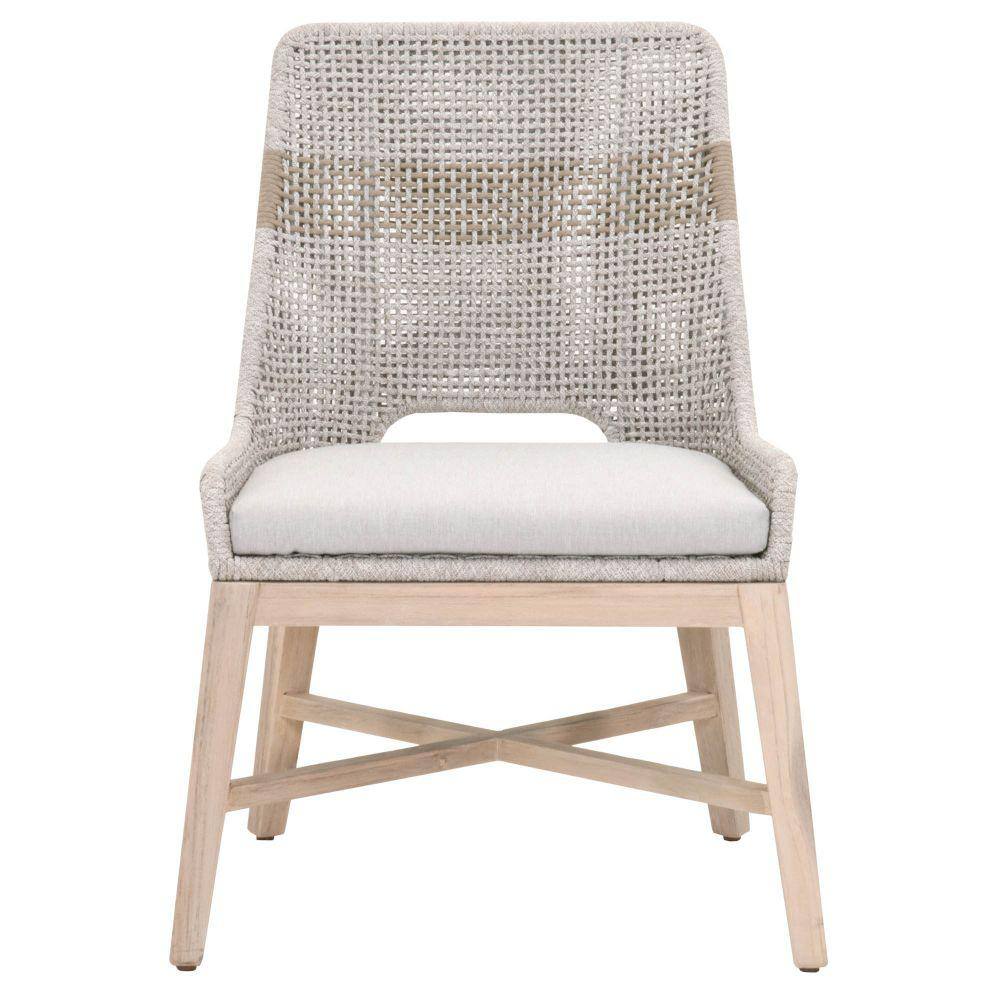 Benjara Brown And Gray Fabric Interwoven Rope Pattern Backrest Dining ...