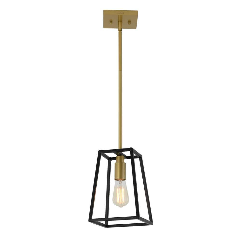 Artika Carter 40-Watt 1 Light Black and Gold Modern Industrial Cage Mini  Pendant Light Fixture for Kitchen Island CAR1L - The Home Depot