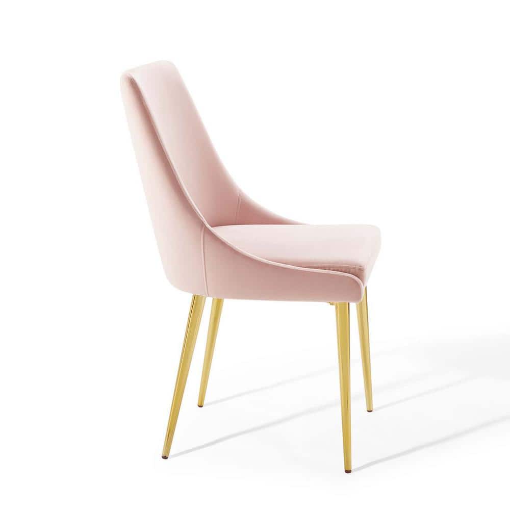 Isle Pink Velvet Upholstered Swivel Side Chair with Gold Metal Legs