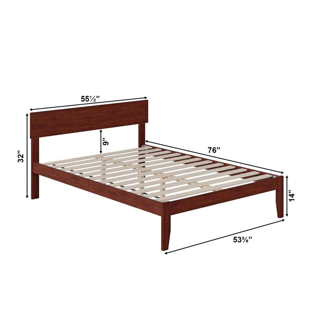 Walnut Full Size Platform Bed with Panel Headboard