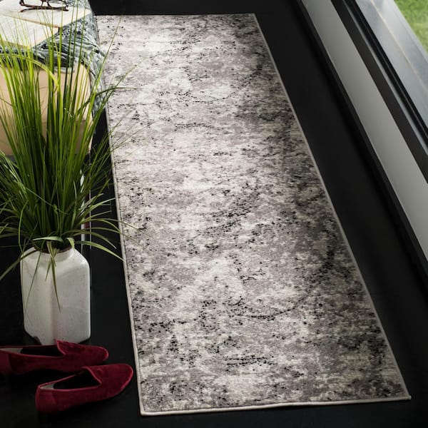 Skyler 2 ft. x 18 ft. Gray/Ivory Marble Overdyed Runner Rug