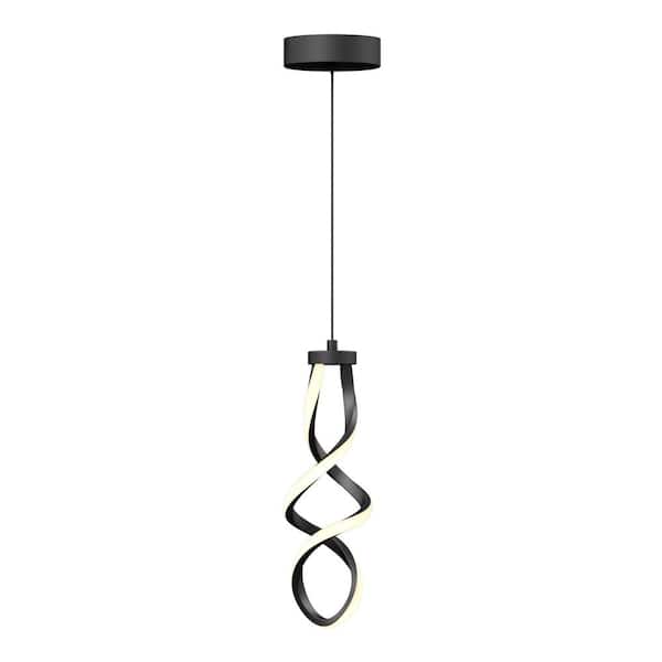Swirl 13-Watt 1-Light Matte Black Integrated LED Mini Pendant Light