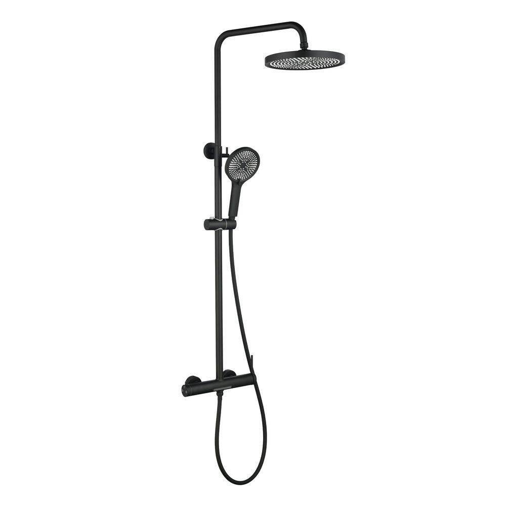 3-Spray 10 in. Round High Pressure Deluxe Wall Bar Shower Kit with Hand Shower in Matte Black price history on PriceWatchPro