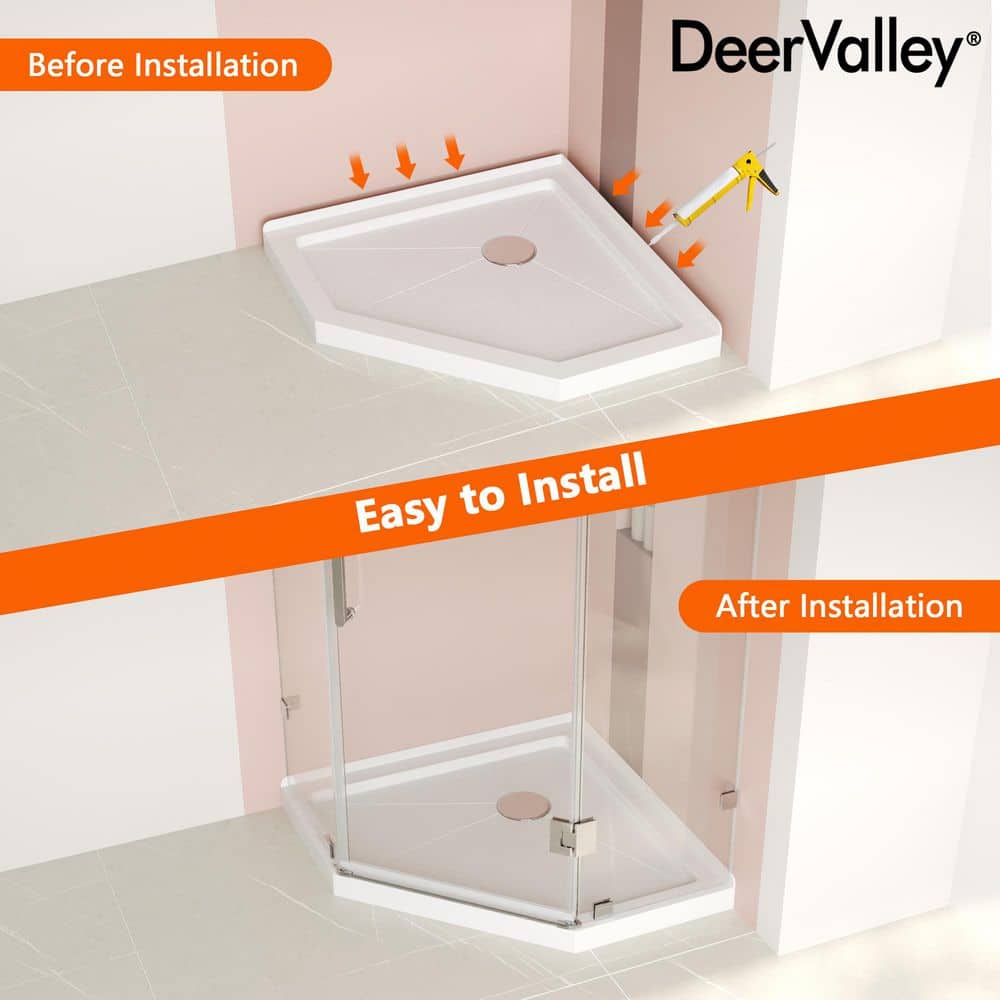 White 36" x 36" Neo-Angle Acrylic Shower Base