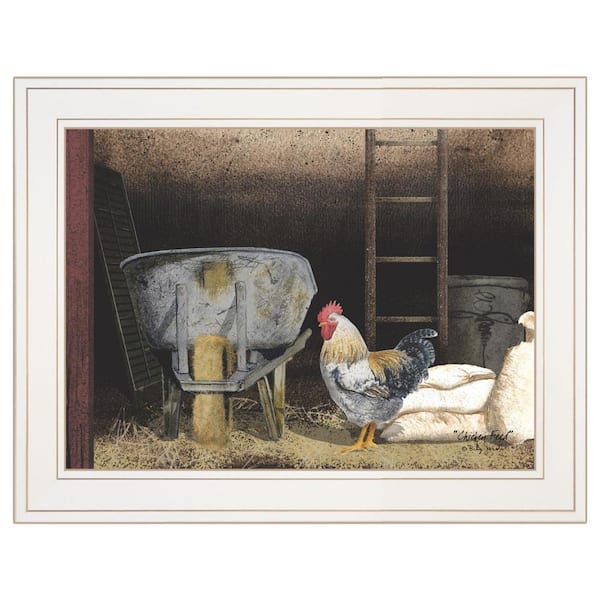 HomeRoots Charlie Chicken Feed 1-Piece Framed Wall Art 15 in. x 19 in.
