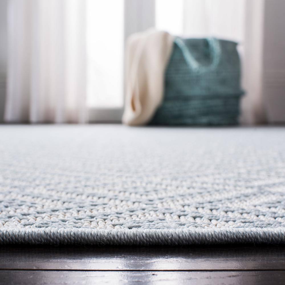 Light Blue Synthetic Flat Woven Rectangular Indoor/Outdoor Rug