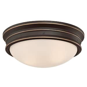 Meadowbrook 13 in. 2-Light Oil Rubbed Bronze with Highlights Flush Mount