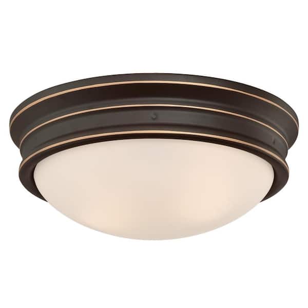 Westinghouse Meadowbrook 13 in. 2-Light Oil Rubbed Bronze with Highlights Flush Mount