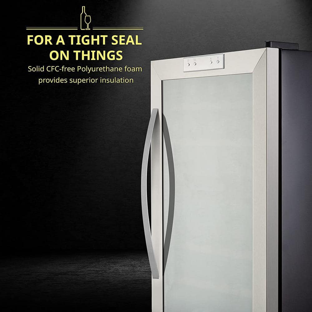 Stainless Steel Freestanding Dual Zone Wine Cooler with Interior Lighting