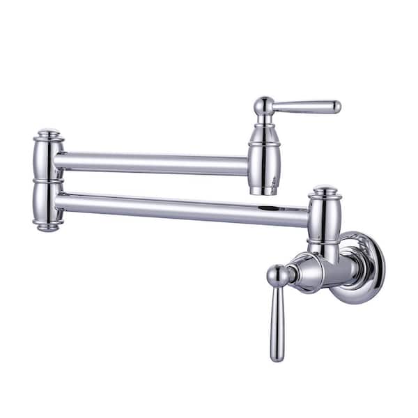 ALEASHA Wall Mounted Pot Filler with Double Joint Swing in Chrome