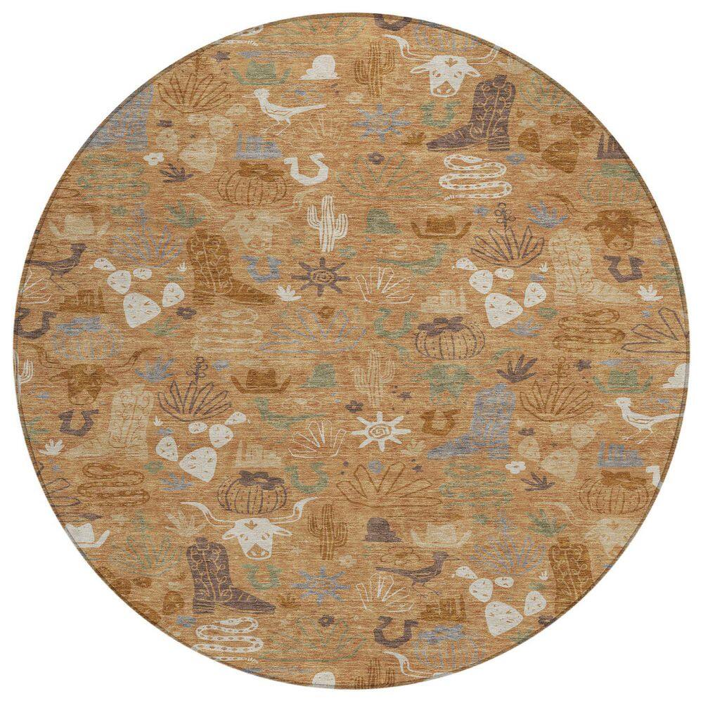 Chantille Machine Washable Indoor/Outdoor Abstract ACN2512 Copper 8 ft. x 8 ft. Round Rug price history on PriceWatchPro