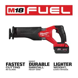 M18 FUEL 18V Lithium-Ion Brushless Cordless SAWZALL Reciprocating Saw Kit W/one 5.0 Ah Batteries, Charger and Case