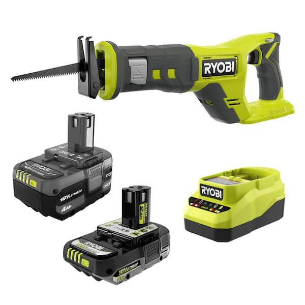 ONE+18V Cordless Reciprocating Saw Kit with 2 Ah Battery and Charger & ONE+ 4 Ah Battery