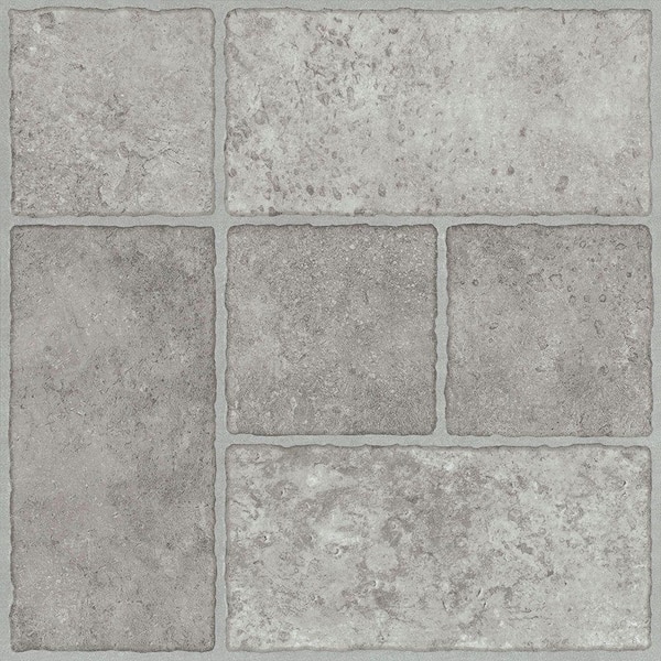 TrafficMaster Bodden Bay Grey 3 MIL x 12 in. W x 13 in. L Peel and Stick Water Resistant Vinyl Tile Flooring (30 sqft/case)