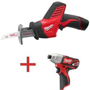 M12 12V Lithium-Ion Cordless Hackzall Reciprocating Saw Kit with M12 1/4 in. Hex Impact Driver