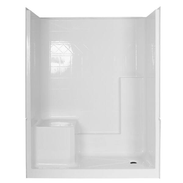 Steam Planet Elizabeth 60 in. x 33 in. x 77 in. 3-Piece Low Threshold Shower Stall in White with Left Seat and Right Drain